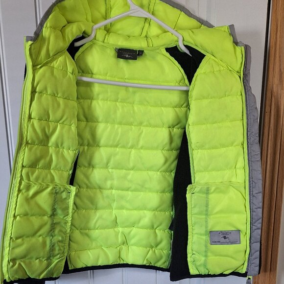Athletic Works Boys Hybrid Jacket Hoodie Gray Black Neon Green Size Small 6/7 - Picture 2 of 7